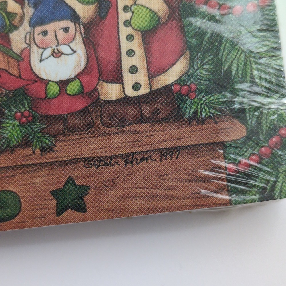 Vtg 90s Main Street Press Santa Gnome Elves Notepad Christmas Debi Hron Folk Art - Picture 7 of 9